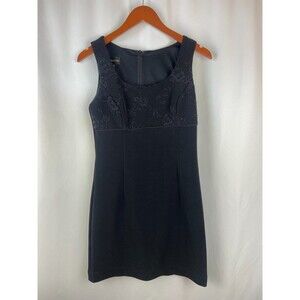 Vintage Scott McClintock Size 4 Black Beaded Mini Dress Y2K Cocktail Party LBD